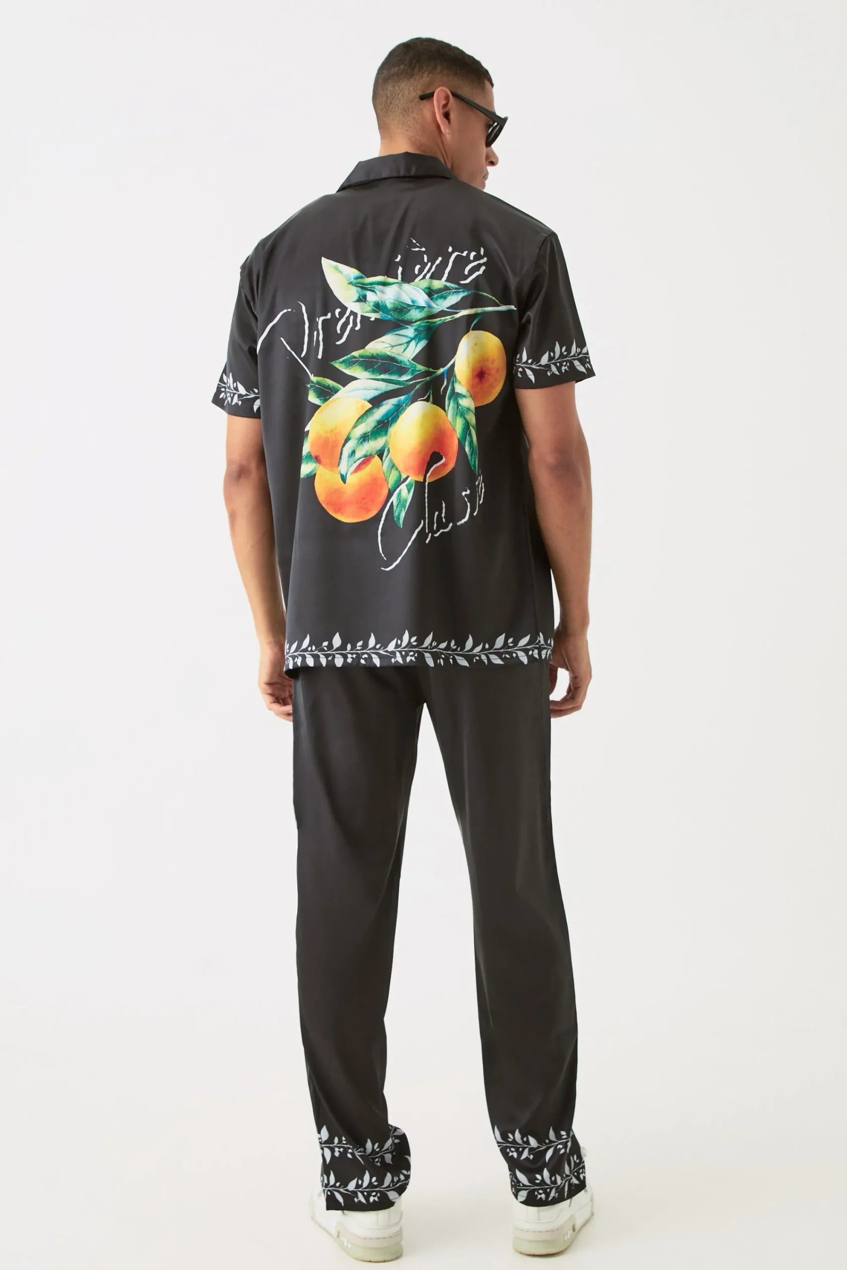 boohooMAN Short Sleeve Oversized Back Print Satin Shirt | UK| Sets & Co-Ords|Tracksuits