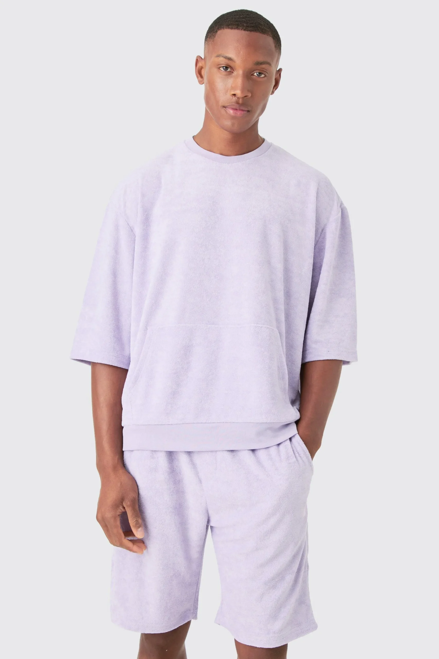 boohooMAN Short Sleeve Oversized Boxy Towelling Sweat Short Tracksuit | UK| Tracksuits