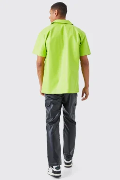boohooMAN Short Sleeve Oversized Contrast Stitch Pu Shirt | UK| Shirts