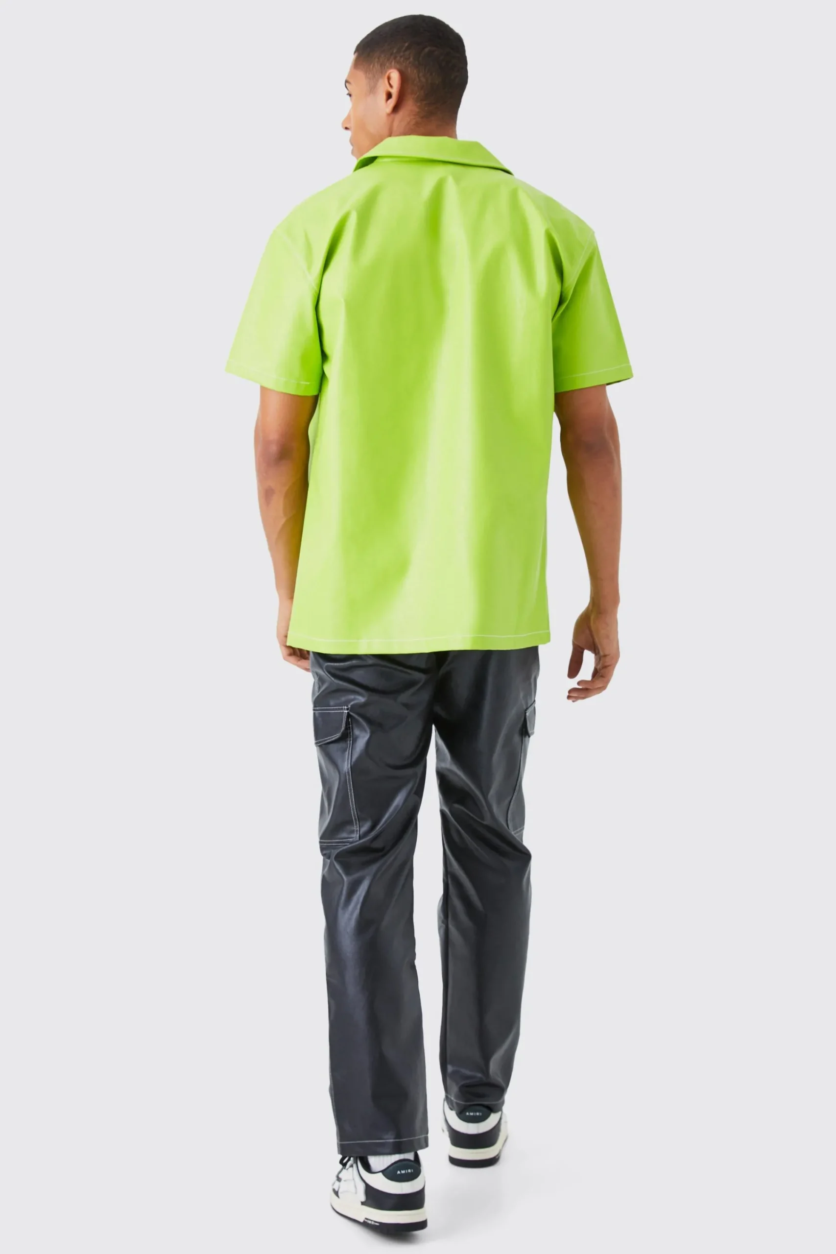 boohooMAN Short Sleeve Oversized Contrast Stitch Pu Shirt | UK| Shirts