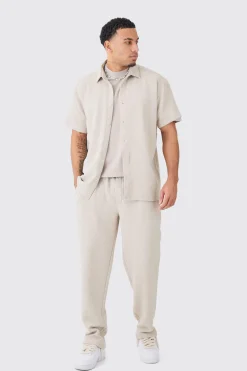boohooMAN Short Sleeve Oversized Diamond Stretch Shirt & Trouser | UK| Sets & Co-Ords