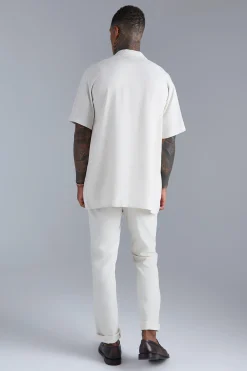 boohooMAN Short Sleeve Oversized Linen Revere Shirt | UK| Shirts