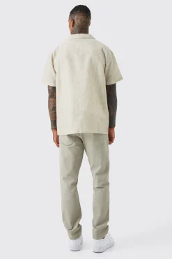 boohooMAN Short Sleeve Oversized Linen Look Revere Shirt | UK| Shirts