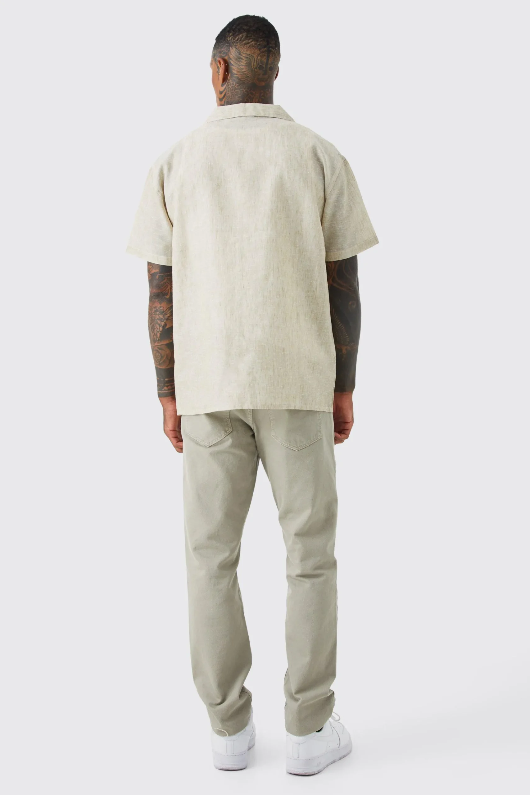 boohooMAN Short Sleeve Oversized Linen Look Revere Shirt | UK| Shirts