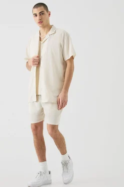 boohooMAN Short Sleeve Oversized Linen Shirt & Short | UK| Sets & Co-Ords