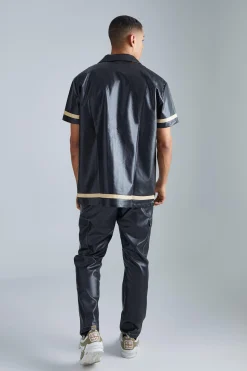 boohooMAN Short Sleeve Oversized Pu Border Shirt | UK| Shirts