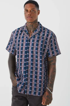 boohooMAN Short Sleeve Oversized Sheer Velour Check Shirt | UK| Shirts