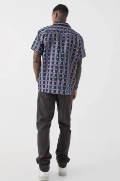 boohooMAN Short Sleeve Oversized Sheer Velour Check Shirt | UK| Shirts