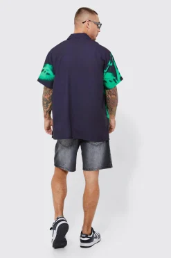 boohooMAN Short Sleeve Oversized Slub Spray Rose Shirt | UK| Shirts