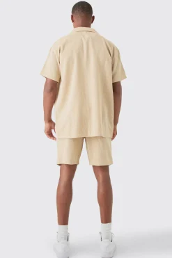 boohooMAN Short Sleeve Oversized Textured Shirt & Short | UK| Sets & Co-Ords