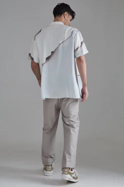 boohooMAN Short Sleeve Oversized Viscose Blur Burnt Paper Shirt | UK| Shirts