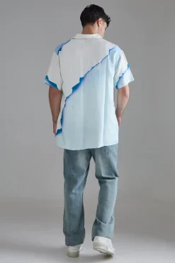 boohooMAN Short Sleeve Oversized Viscose Blur Burnt Paper Shirt | UK| Shirts