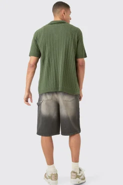 boohooMAN Short Sleeve Revere Cable Knit Shirt | UK| Shirts