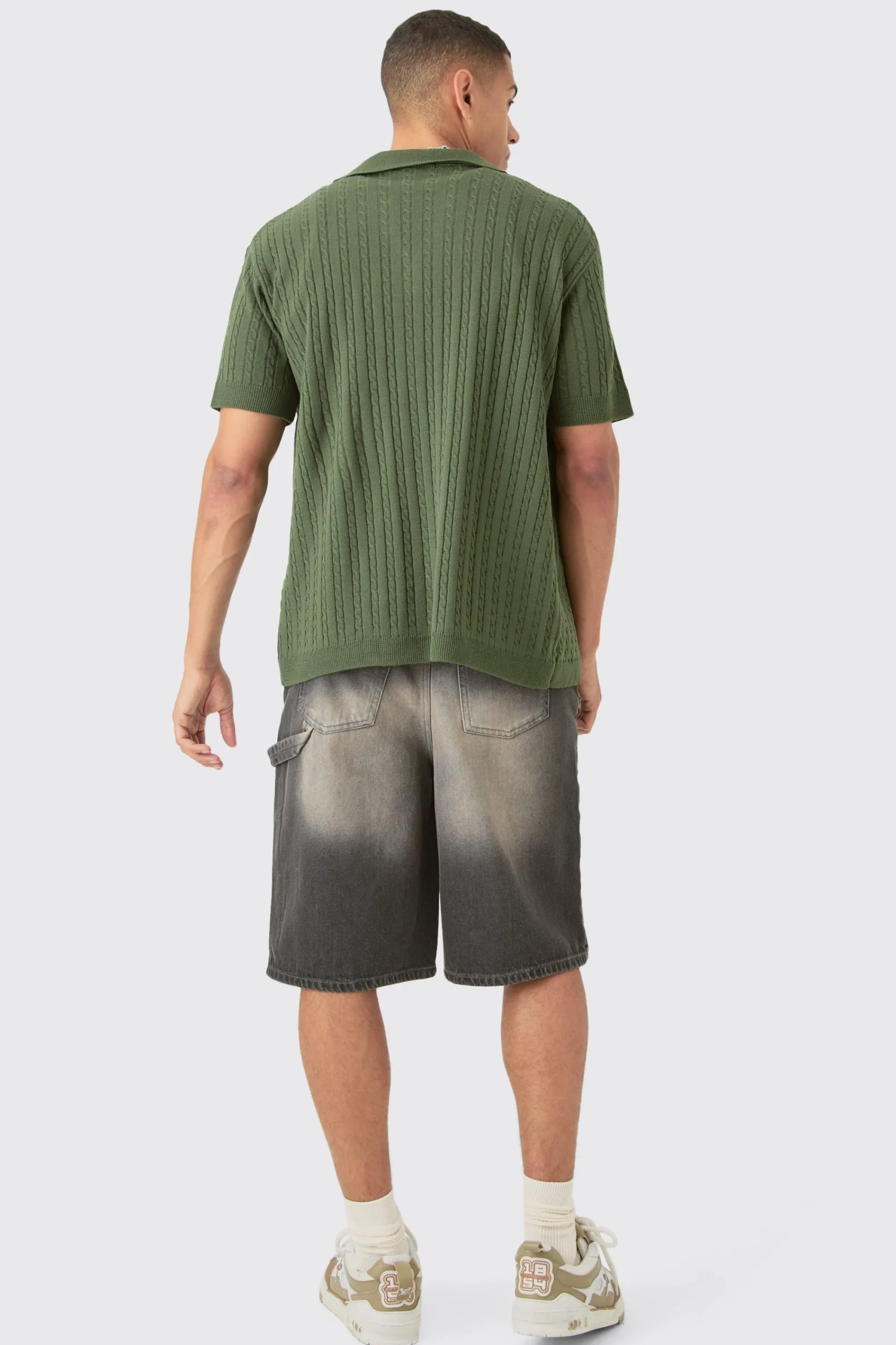 boohooMAN Short Sleeve Revere Cable Knit Shirt | UK| Shirts