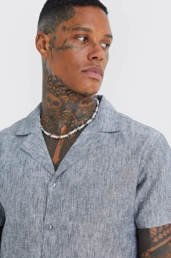 boohooMAN Short Sleeve Revere Linen Look Shirt | UK| Shirts