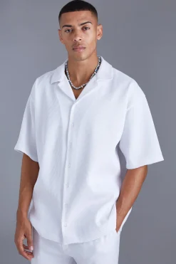 boohooMAN Short Sleeve Revere Oversized Fit Pleated Shirt | UK| Shirts