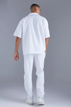 boohooMAN Short Sleeve Revere Oversized Fit Pleated Shirt | UK| Shirts