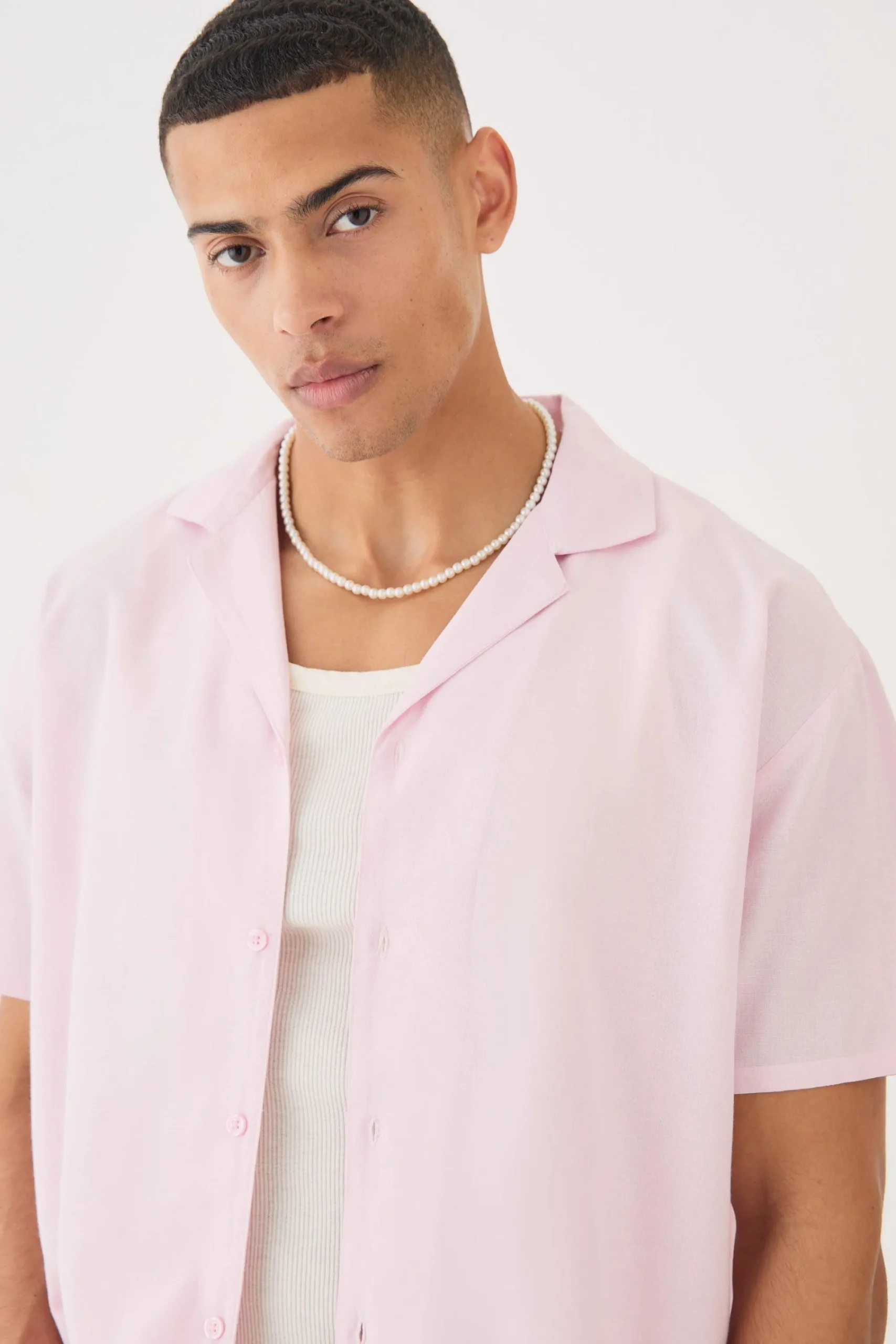 boohooMAN Short Sleeve Revere Oversized Linen Shirt | UK| Shirts
