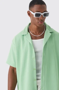 boohooMAN Short Sleeve Revere Oversized Pleated Shirt | UK| Shirts