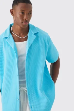 boohooMAN Short Sleeve Revere Oversized Pleated Shirt | UK| Shirts