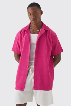 boohooMAN Short Sleeve Revere Oversized Pleated Shirt | UK| Shirts