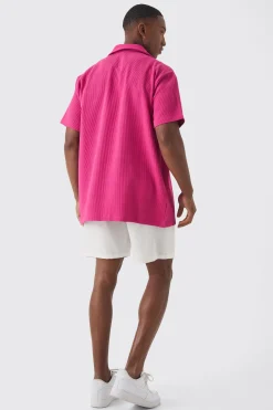boohooMAN Short Sleeve Revere Oversized Pleated Shirt | UK| Shirts