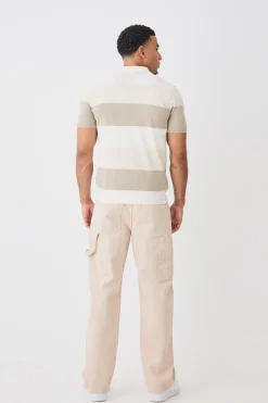 boohooMAN Short Sleeve Revere Stripe Knitted Shirt | UK| Shirts|Knitwear