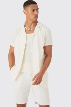 boohooMAN Short Sleeve Ribbed Shirt | UK| Shirts