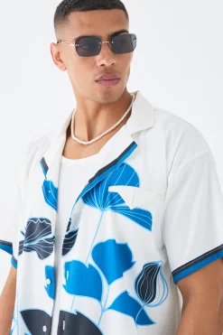 boohooMAN Short Sleeve Satin Boxy Floral Shirt | UK| Shirts
