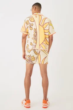 boohooMAN Short Sleeve Satin Boxy Sun Shirt & Short Set | UK| Sets & Co-Ords
