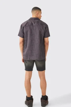 boohooMAN Short Sleeve Satin Oversized Monogram Shirt | UK| Shirts