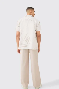 boohooMAN Short Sleeve Satin Oversized Leaf Shirt | UK| Shirts