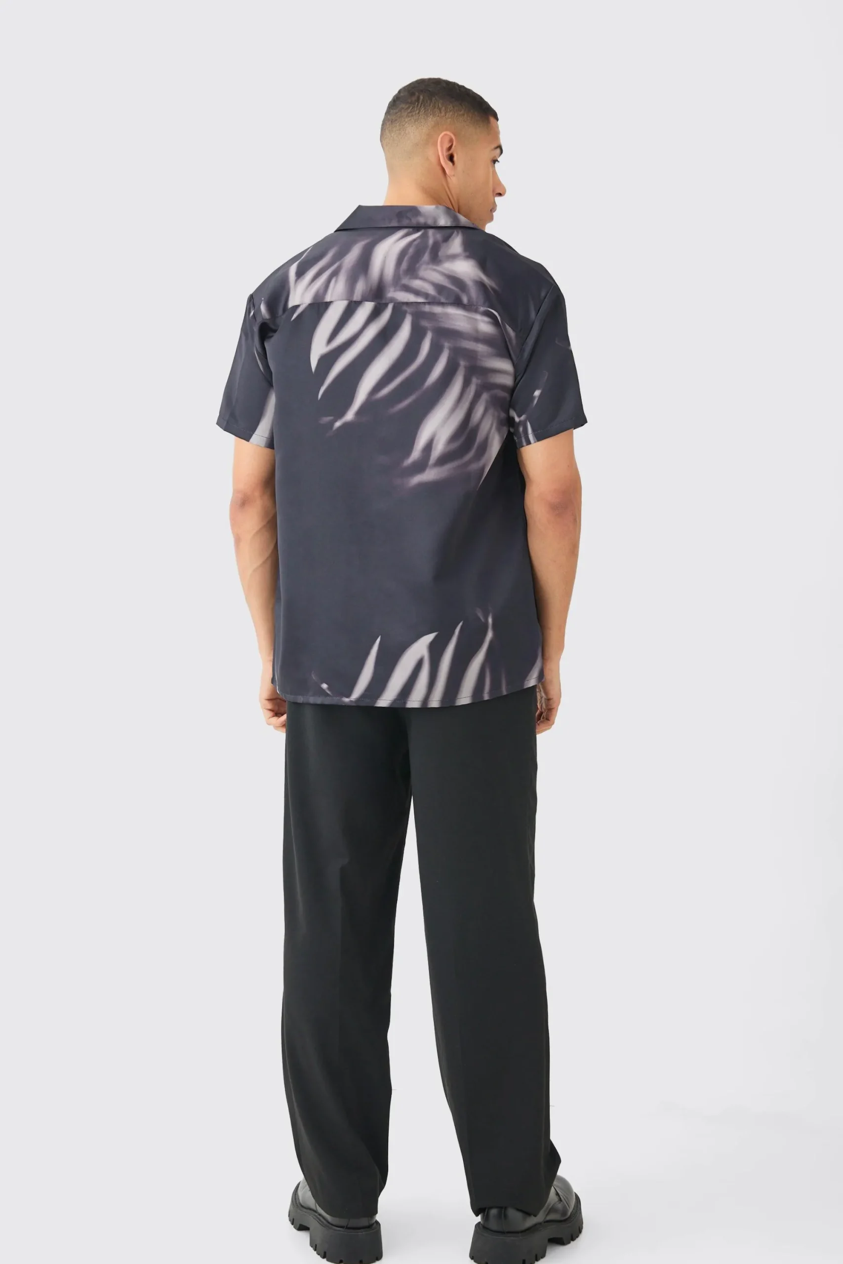 boohooMAN Short Sleeve Satin Oversized Leaf Shirt | UK| Shirts