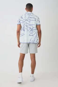 boohooMAN Short Sleeve Satin Tonal Palm Shirt | UK| Shirts