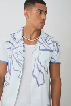 boohooMAN Short Sleeve Satin Tonal Palm Shirt | UK| Shirts