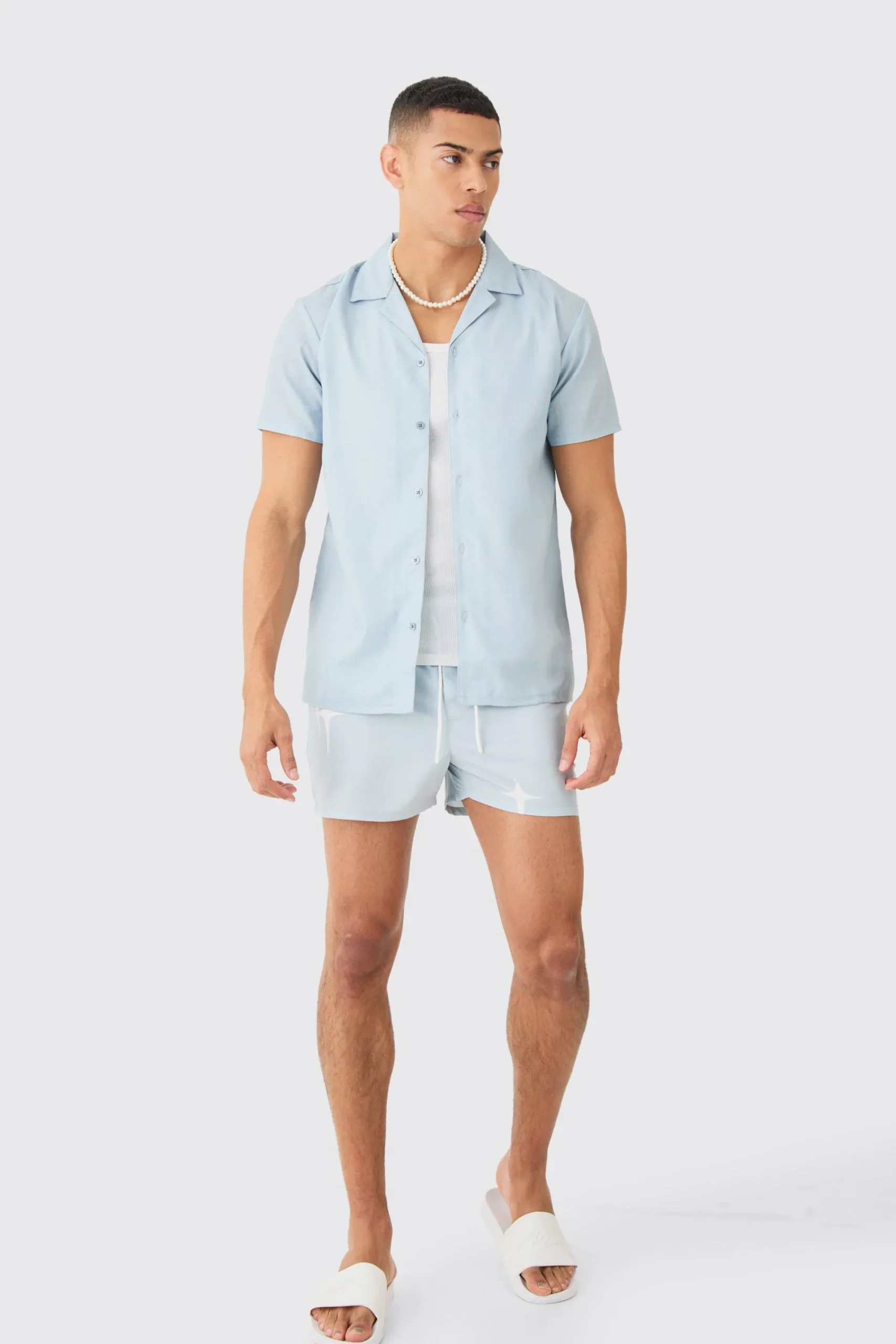 boohooMAN Short Sleeve Star Shirt & Swim Set | UK| Sets & Co-Ords