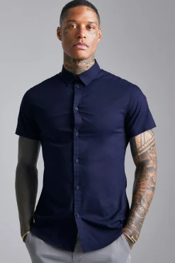 boohooMAN Short Sleeve Stretch Fit Shirt | UK| Shirts