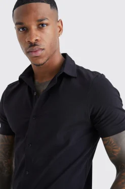 boohooMAN Short Sleeve Stretch Fit Jersey Shirt | UK| Shirts