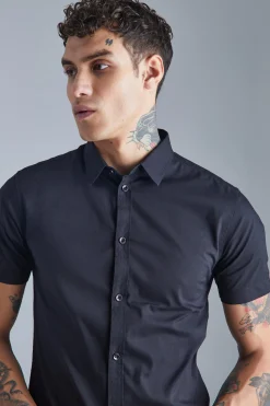 boohooMAN Short Sleeve Stretch Fit Shirt | UK| Shirts