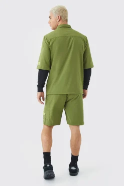 boohooMAN Short Sleeve Technical Utility Shirt & Short Set | UK| Sets & Co-Ords