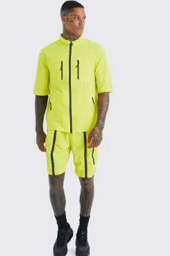 boohooMAN Short Sleeve Technical Utility Shirt & Short Set | UK| Sets & Co-Ords