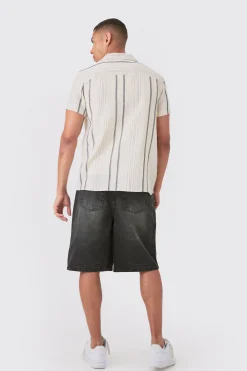 boohooMAN Short Sleeve Textured Multi Stripe Pocket Shirt | UK| Shirts