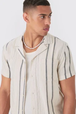 boohooMAN Short Sleeve Textured Multi Stripe Pocket Shirt | UK| Shirts