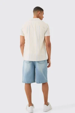 boohooMAN Short Sleeve Textured Multi Stripe Pocket Shirt | UK| Shirts