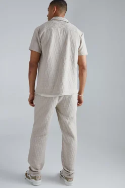 boohooMAN Short Sleeve Textured Stretch Shirt And Trousers Set | UK| Sets & Co-Ords