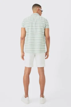 boohooMAN Short Sleeve Textured Stripe Shirt | UK| Shirts