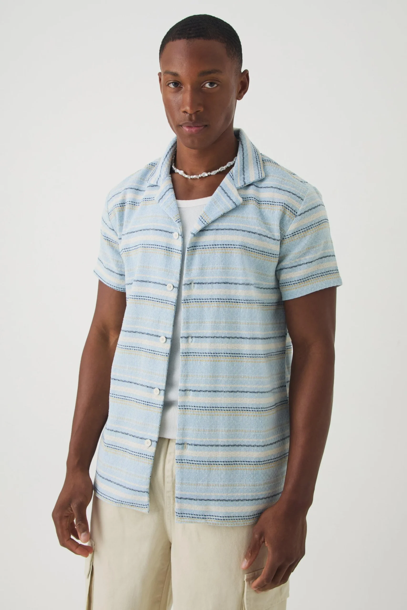 boohooMAN Short Sleeve Textured Stripe Shirt | UK| Shirts