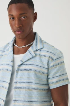 boohooMAN Short Sleeve Textured Stripe Shirt | UK| Shirts