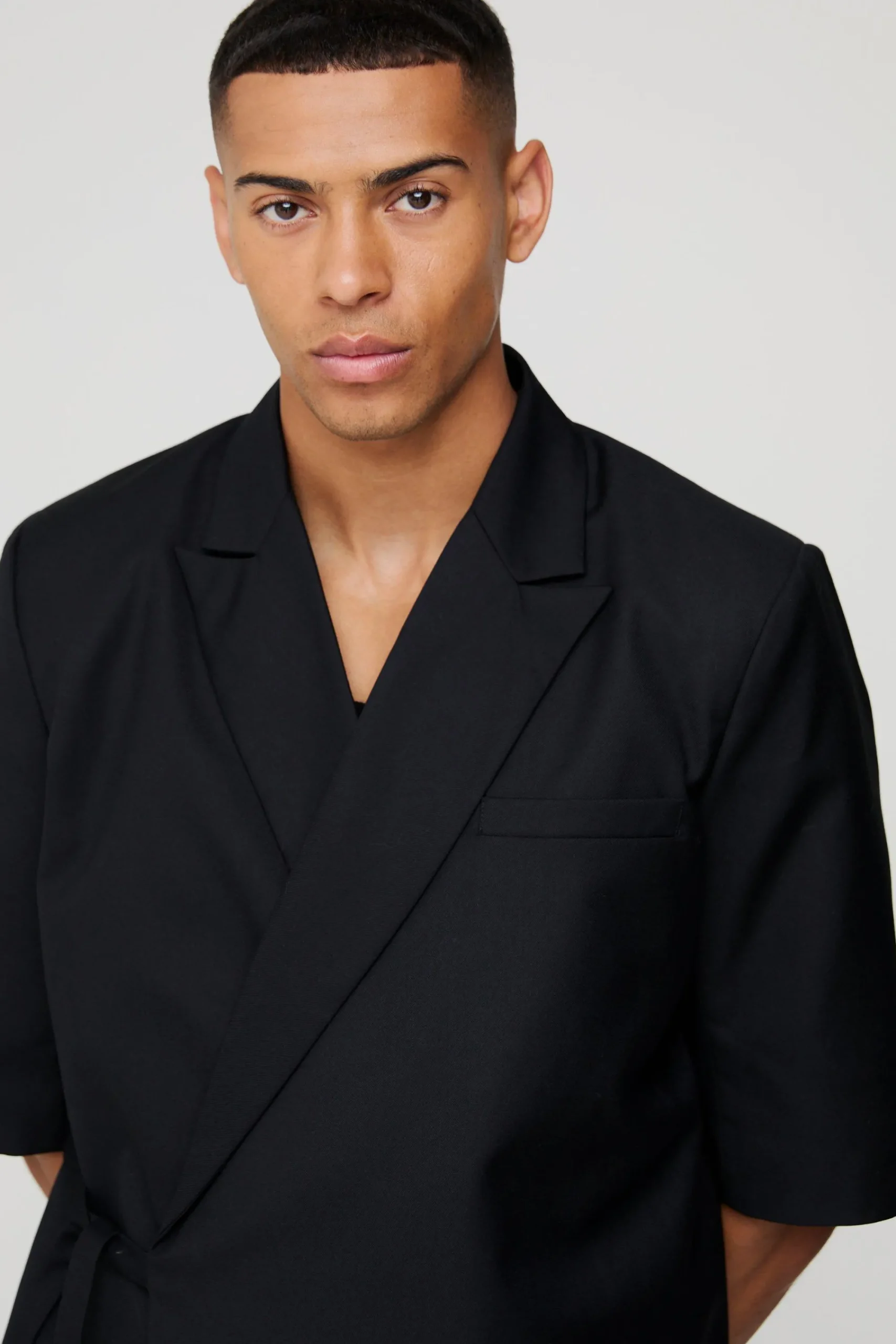 boohooMAN Short Sleeve Tie Side Oversized Blazer | UK| Suits & Tailoring