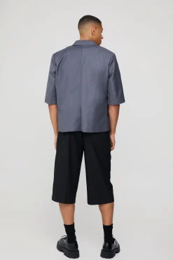 boohooMAN Short Sleeve Tie Side Oversized Blazer | UK| Suits & Tailoring